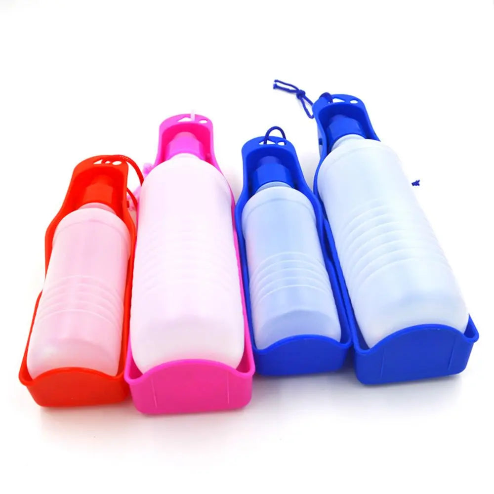 portable pet water bottle for dogs travel cup with drinking bowl, 250ml plastic dog water dispenser for pets