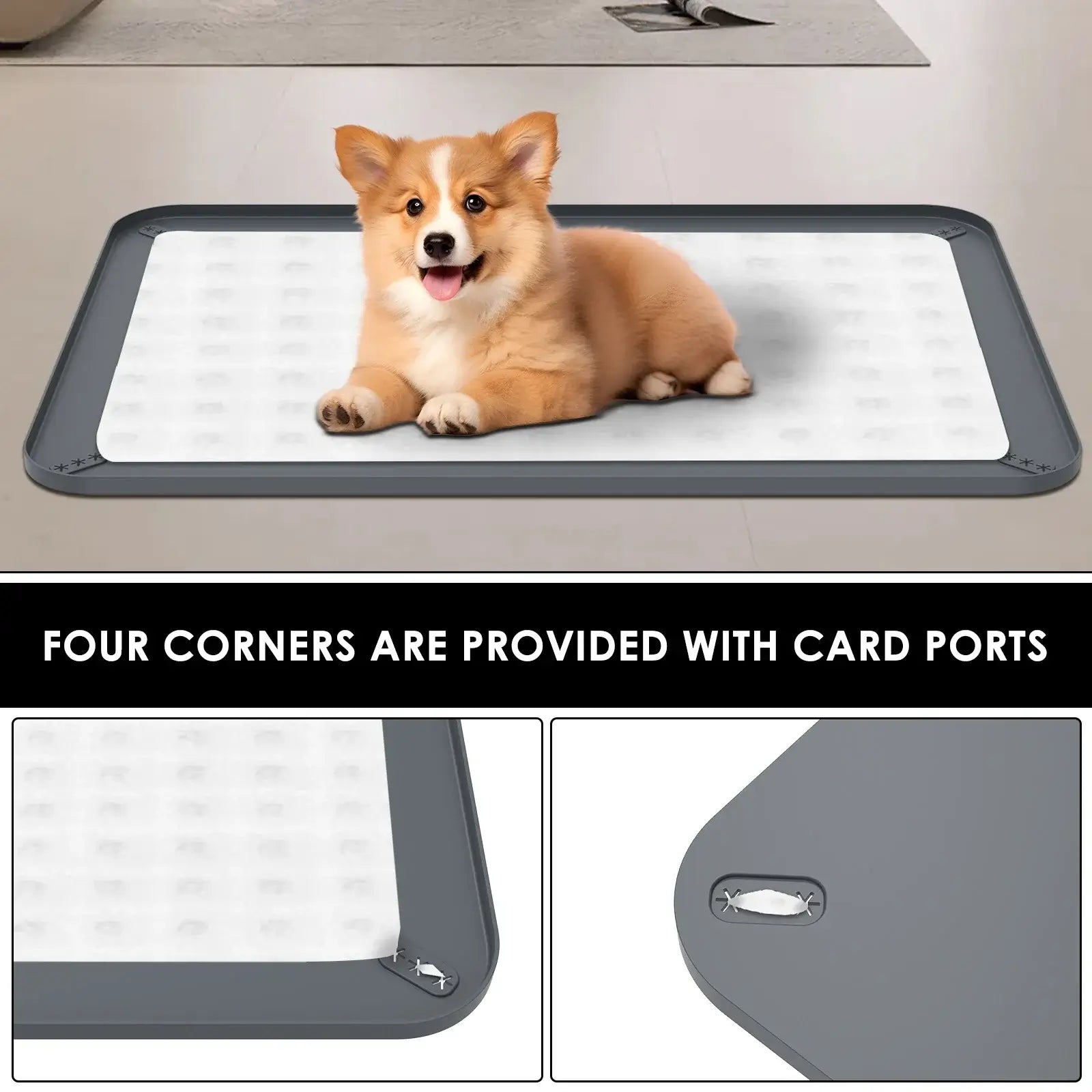 Dog Silicone Pee Pad Holder for Floor Protection Leak Proof Foldable Puppy Potty Training Pad Holder With Raised Edge for Home