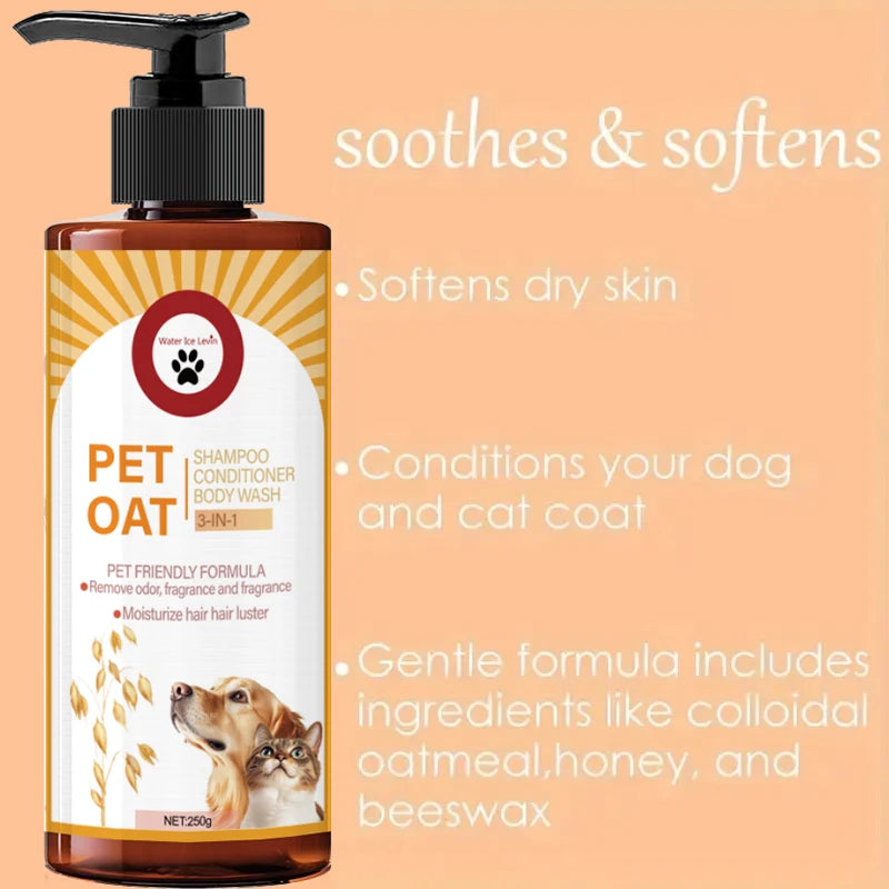 pet shampoo for dogs and cats to soften coats, remove odors, and add long-lasting fragrance