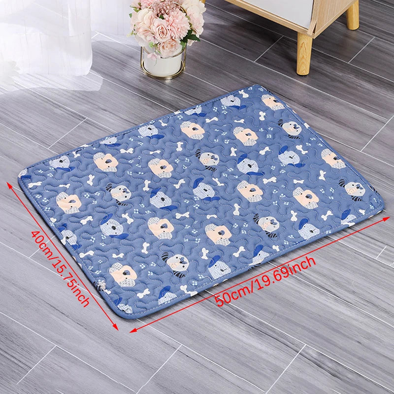 reusable washable dog pee pad blue cartoon pet mat 40x30cm A7 for dog training and urine protection