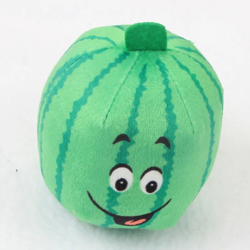 plush squeaky dog chew toy green watermelon fleece puppy toy for small medium dogs and cats, aggressive chewer pet accessory