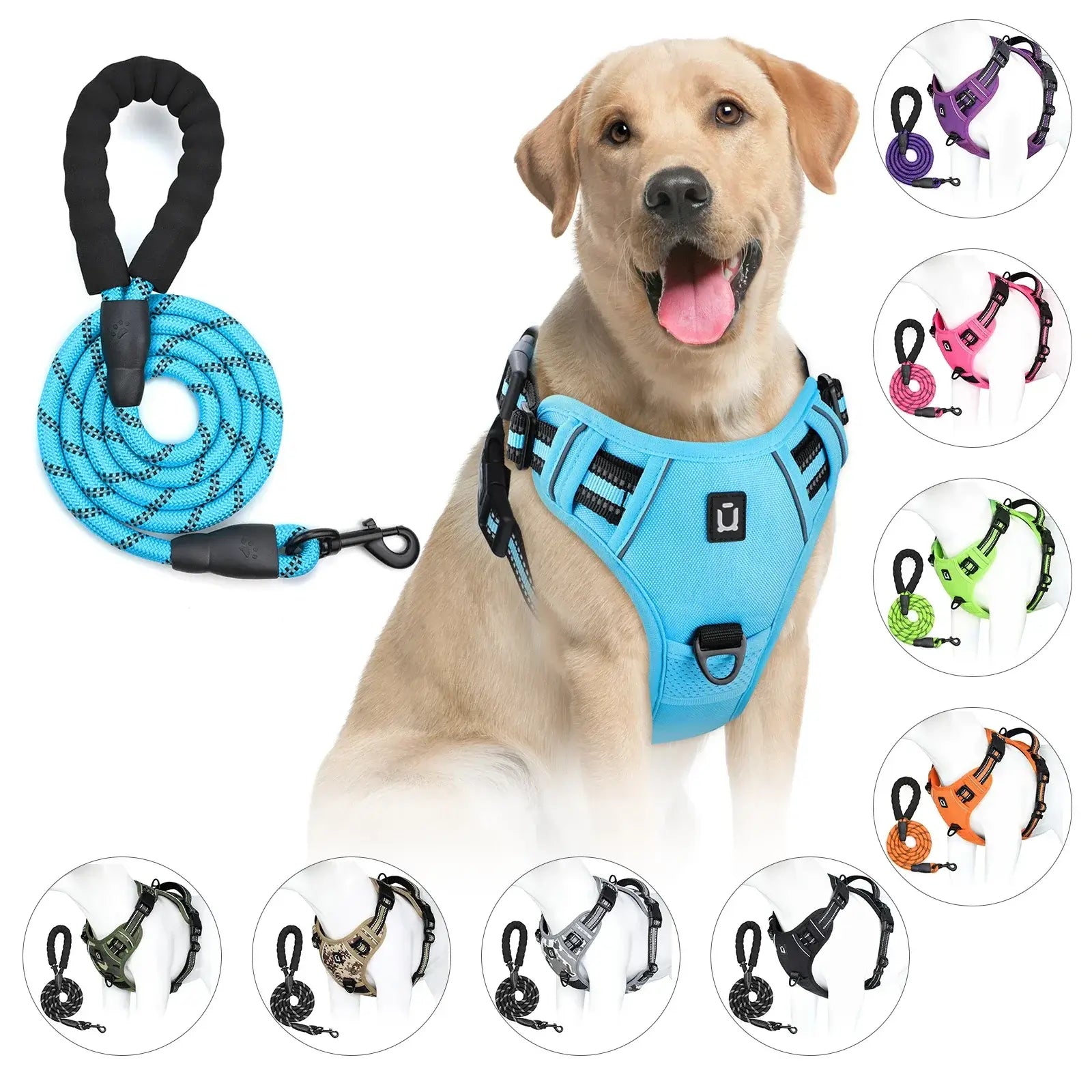 escape proof no pull dog harness and leash combo with reflective soft padded vest harness and 5 feet leash for dogs