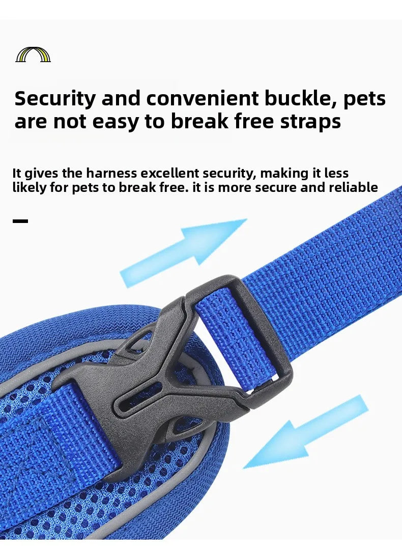Reflective cat harness and leash set with secure buckle, breathable mesh, and safety strap for small cats and dogs