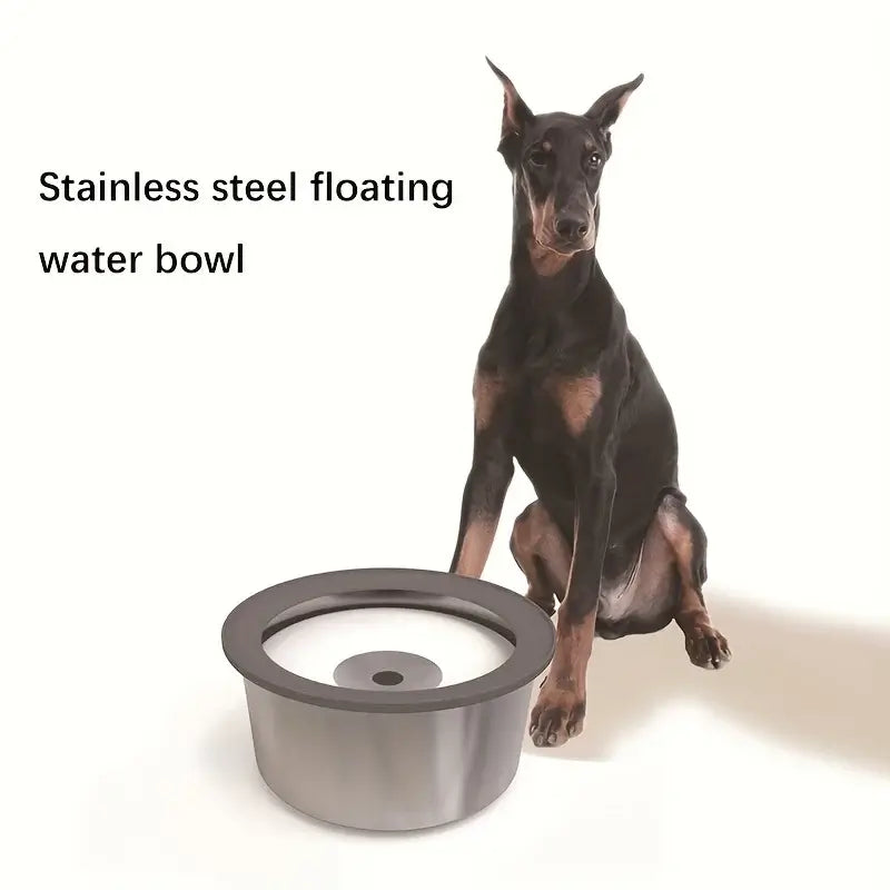 Stainless Steel Dog Water Bowl with Floating Disk Design, Anti-Spill Non-Wet Mouth Pet Drinking Bowl, Slow Feeder Water Dogs
