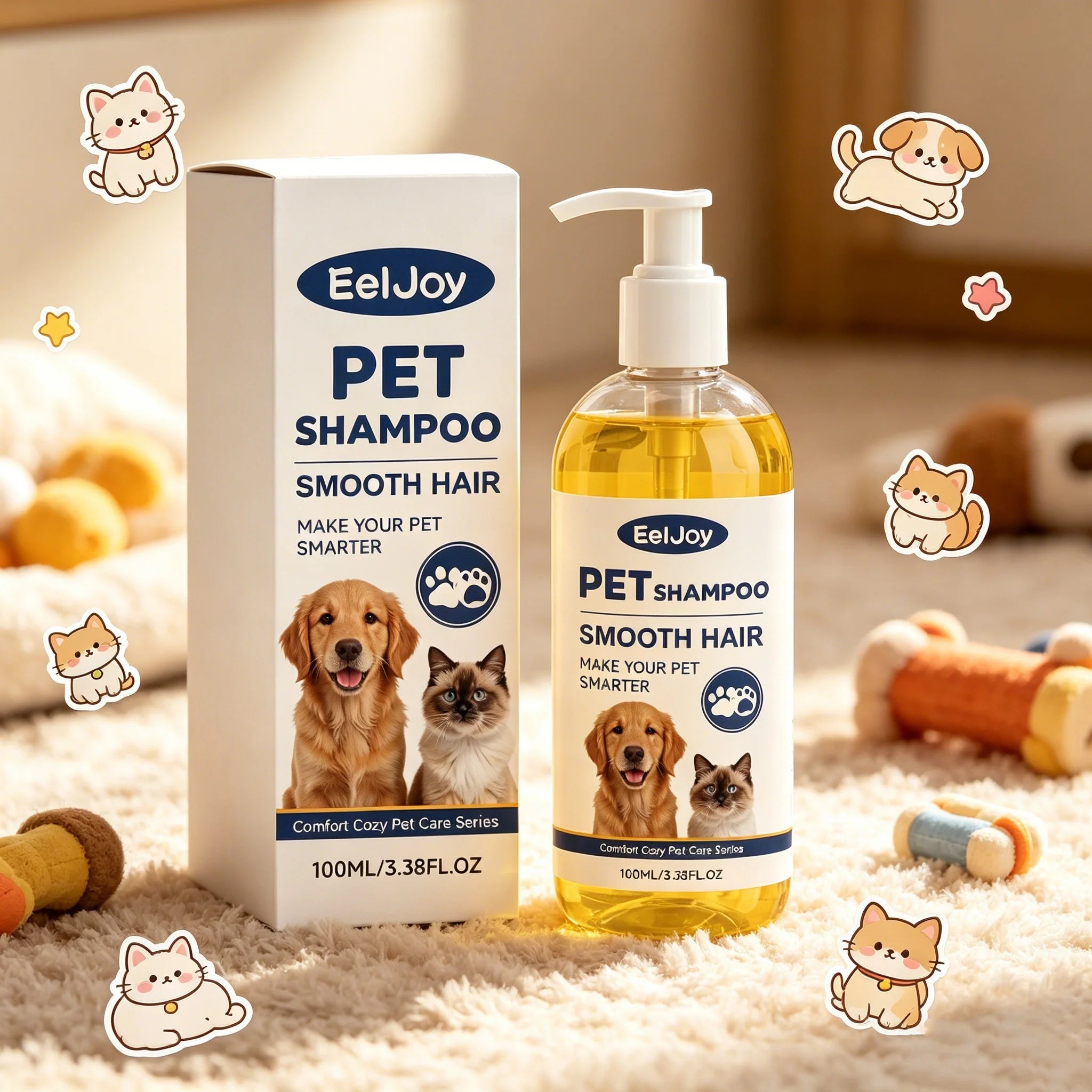 EelJoy moisturizing pet shampoo for sensitive skin pet shampoo and conditioner for dogs and cats, 100ml