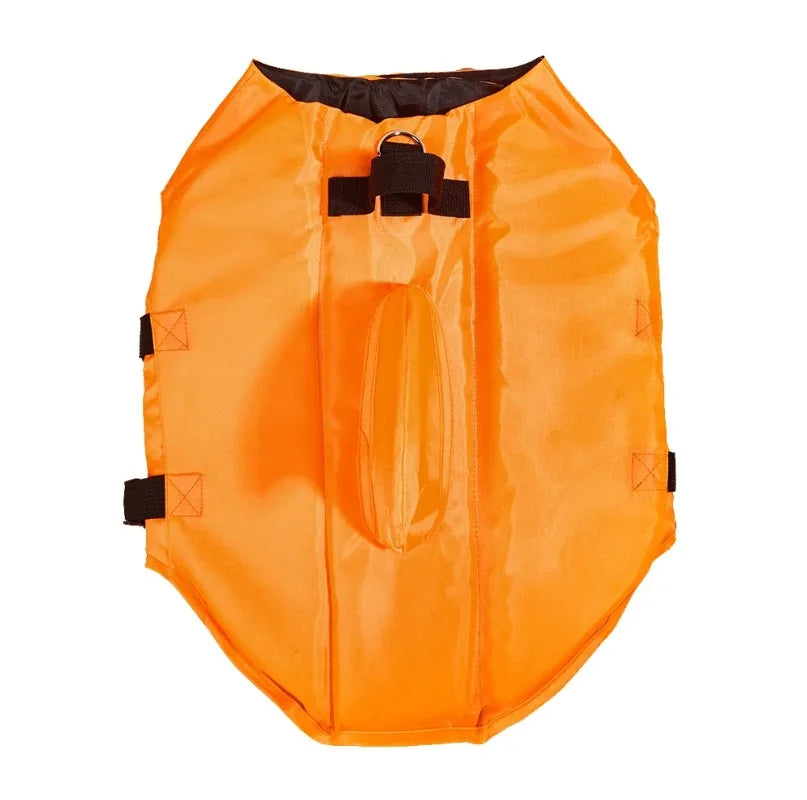 small dog shark fin life jacket orange buoyancy vest with handle for swimming, surfing, and beach safety