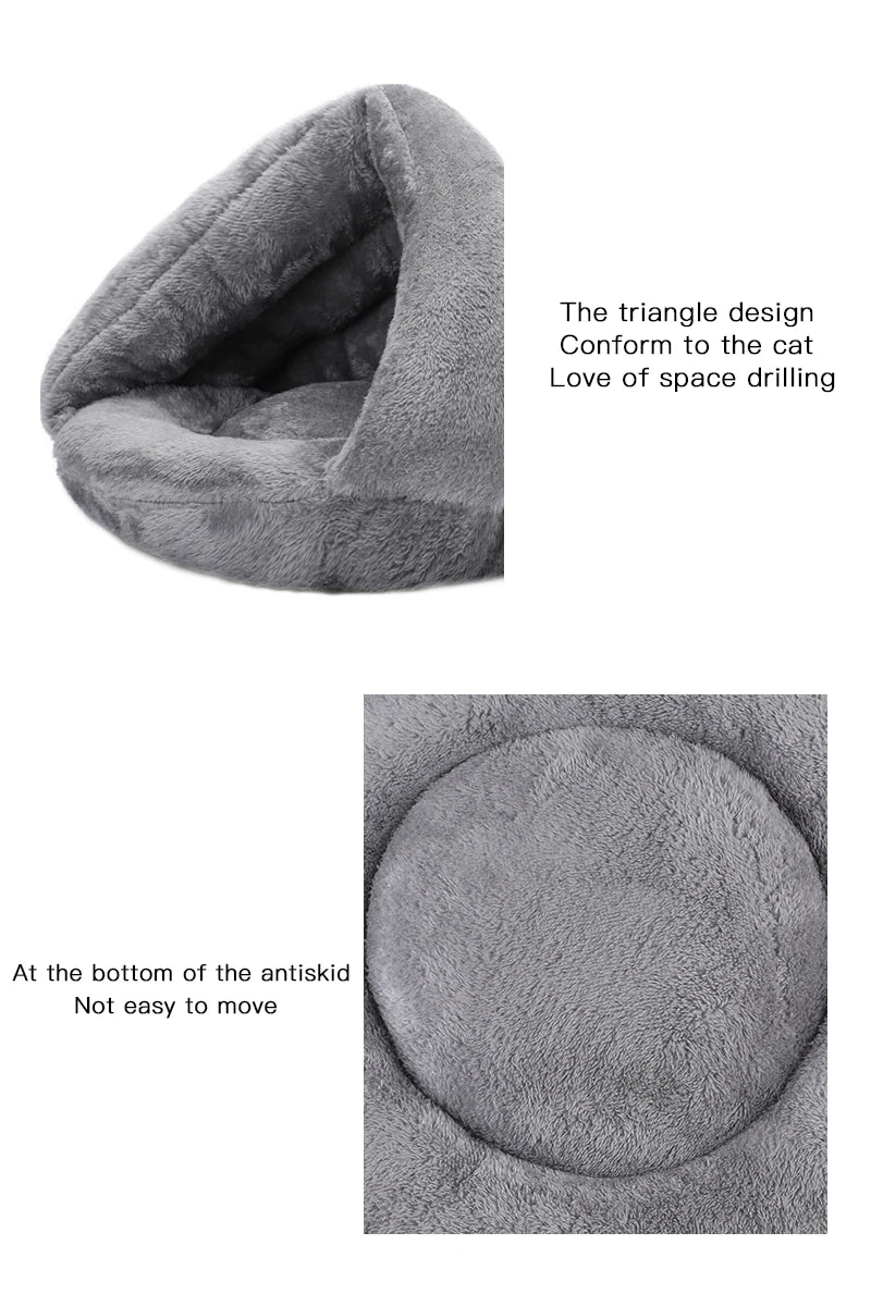 washable plush dog bed triangle cat and dog bed with anti-slip bottom, soft warm pet furniture