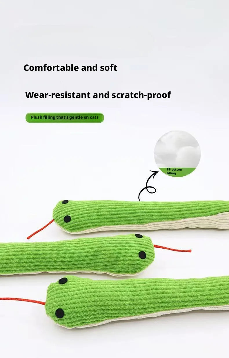 plush snake pet chew toy for kittens and small pets, comfortable soft wear-resistant bite-resistant plush sound toy with teeth-cleaning texture