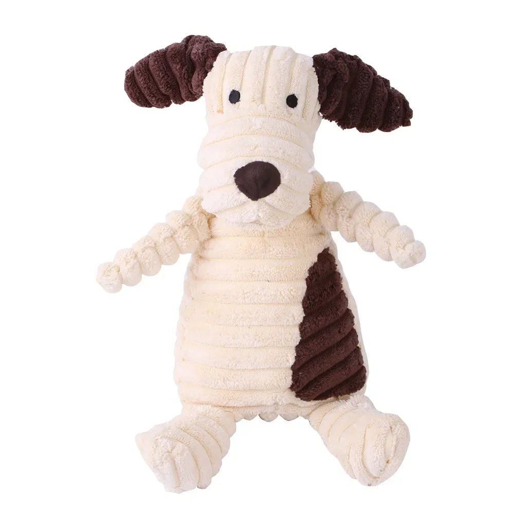 plush squeaky dog toy corduroy dog plush in dog shape for small and large dogs, bite resistant training toy