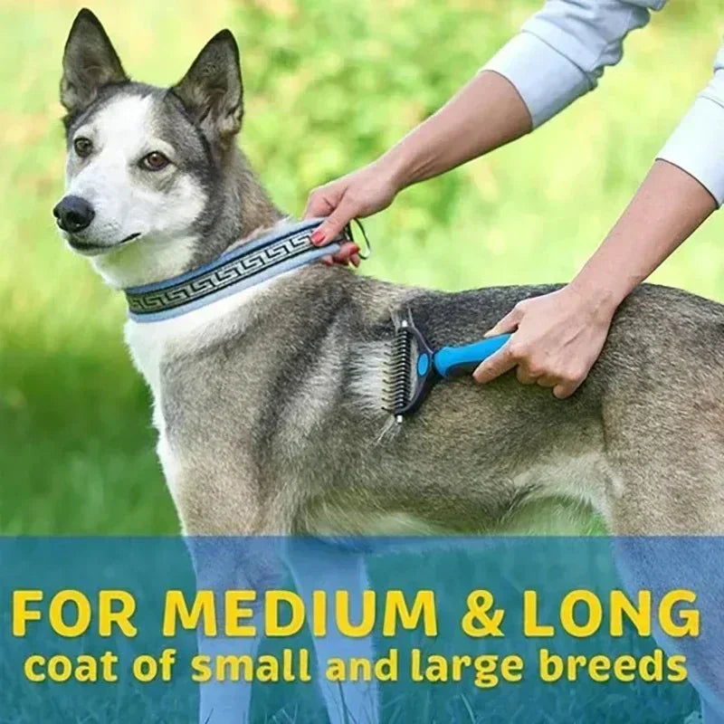 self cleaning pet deshedding brush for dogs and cats, grooming medium and long coat hair remover