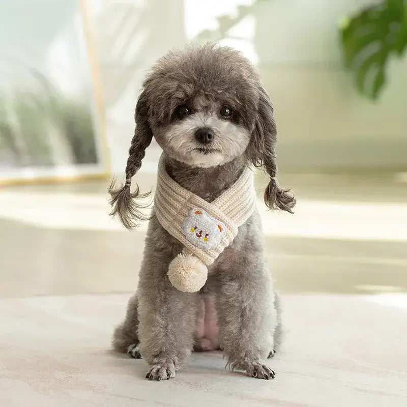 Dog Knitted Scarf Christmas Puppy Accessories Red Green Knitting Festival Thing Neck Warmer Bandana Scarves For Small Dog Collar.