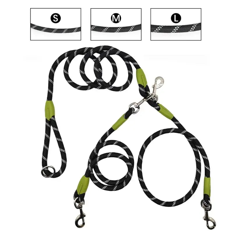 1 PC Hands Free Dog Leash for 2 Dogs Reflective Running Dual Dog Leash 360° Swivel Leash for Pet Outdoor Walking Jogging Hiking
