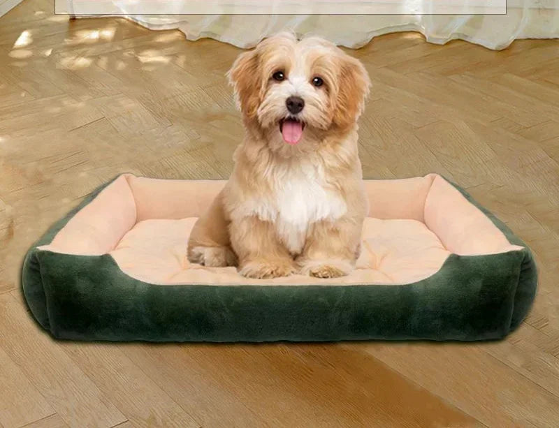 calming plush dog bed for small dogs and puppies, soft deep sleeping pet cushion with cozy breathable corduroy comfort