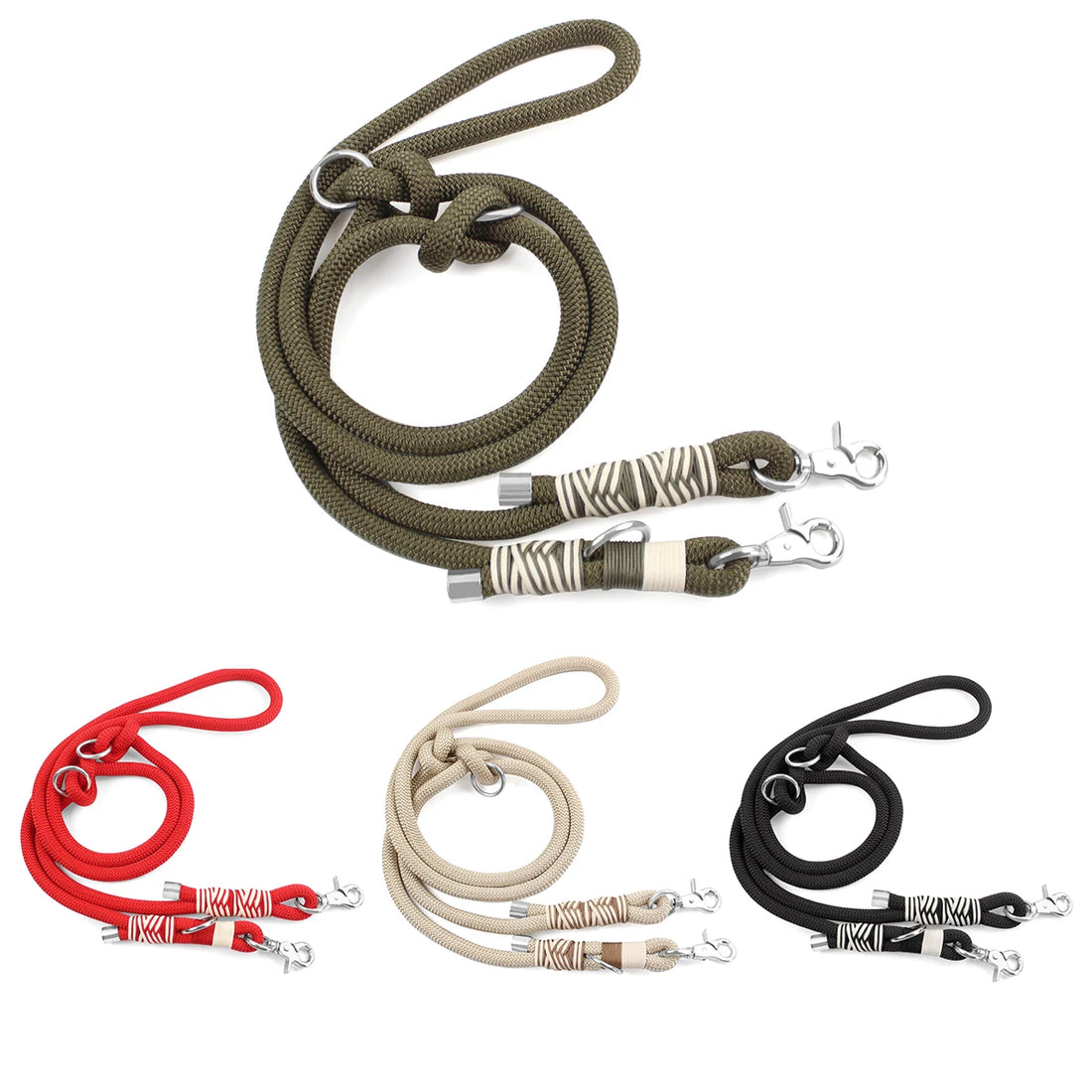 hands free dog leash for medium and large dogs, rugged braided nylon with double buckle, quick release multifunctional leash