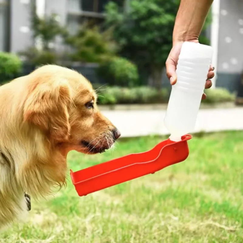 portable dog water bottle for outdoor pet travel, red bowl dispenser for dogs and puppies