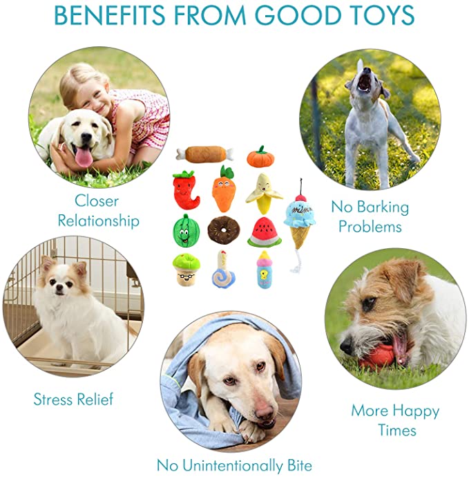 plush squeaky dog chew toy for small and medium dogs, helps reduce barking, stress, and chewing
