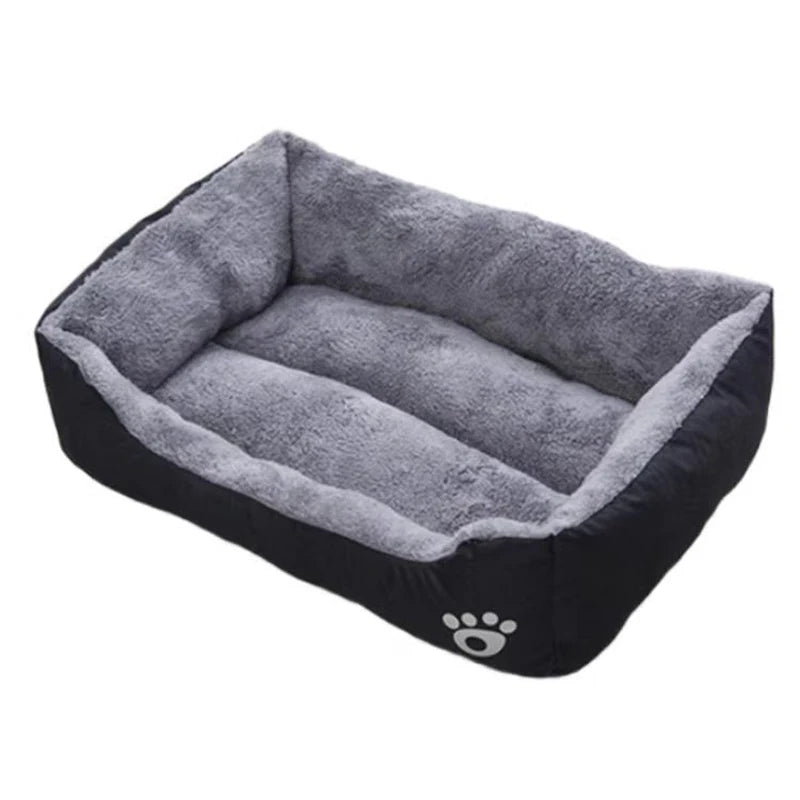 Plush dog bed for large, medium and small dogs, black non-slip bite-resistant pet sleeping mat with soft coral fleece