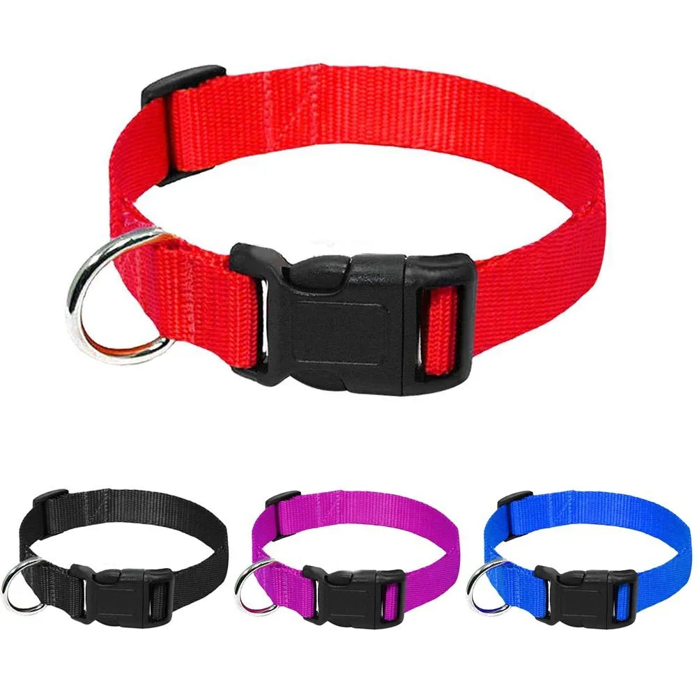 adjustable dog collar with D-ring durable nylon quick release buckle pet collar for dogs goats sheep horses