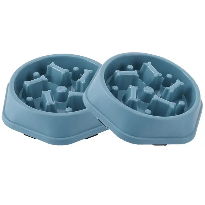slow feeder dog bowl anti-choking blue 2pcs set for small medium dogs, anti-slip puzzle feeder