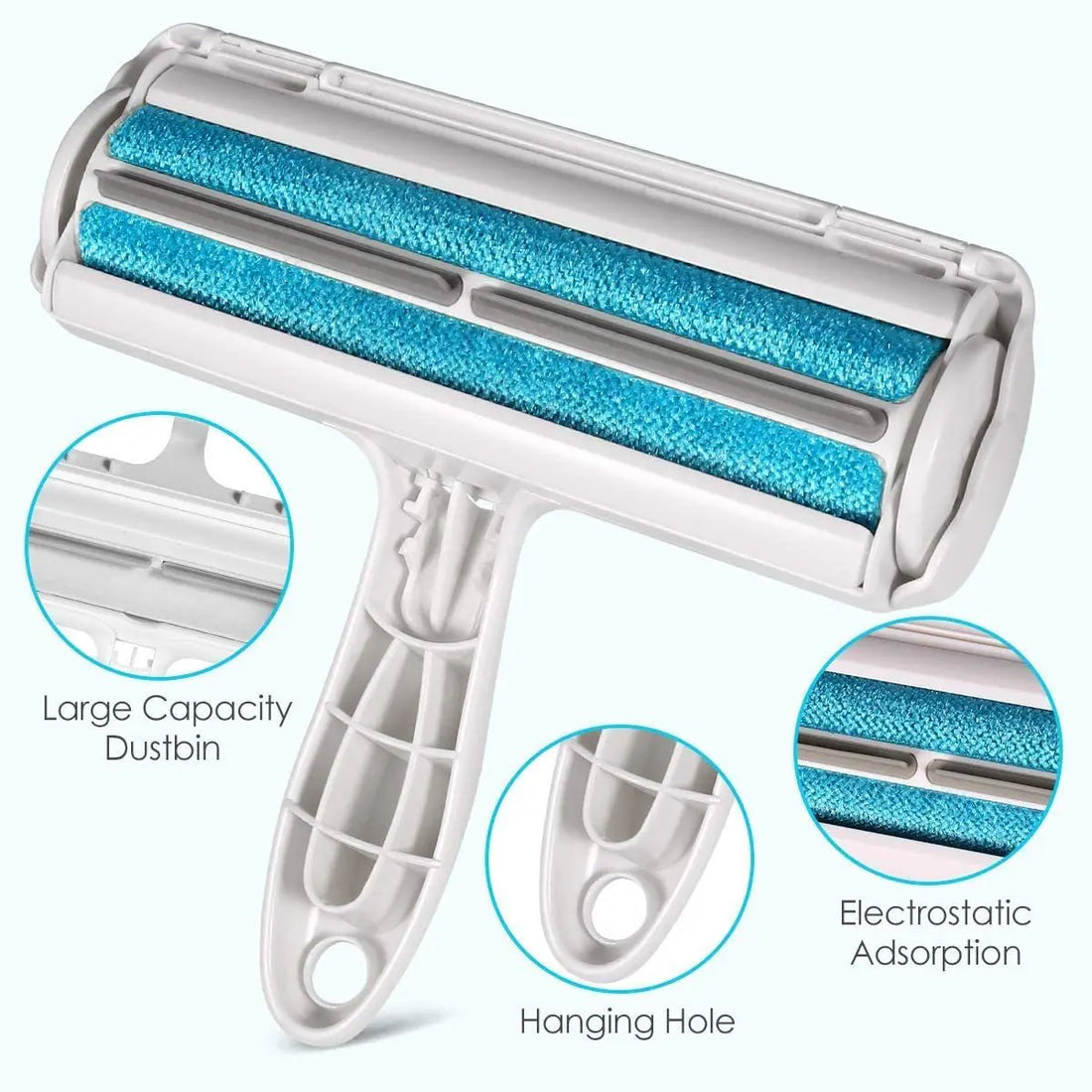 self-cleaning pet hair remover roller for furniture and upholstery, reusable dog and cat fur remover with large capacity dustbin