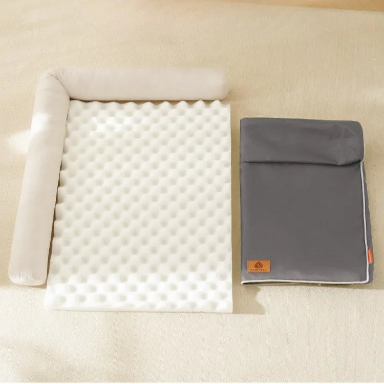 Waterproof washable dog bed with removable Oxford fabric cover and anti-slip cushion for all-season pet sleeping