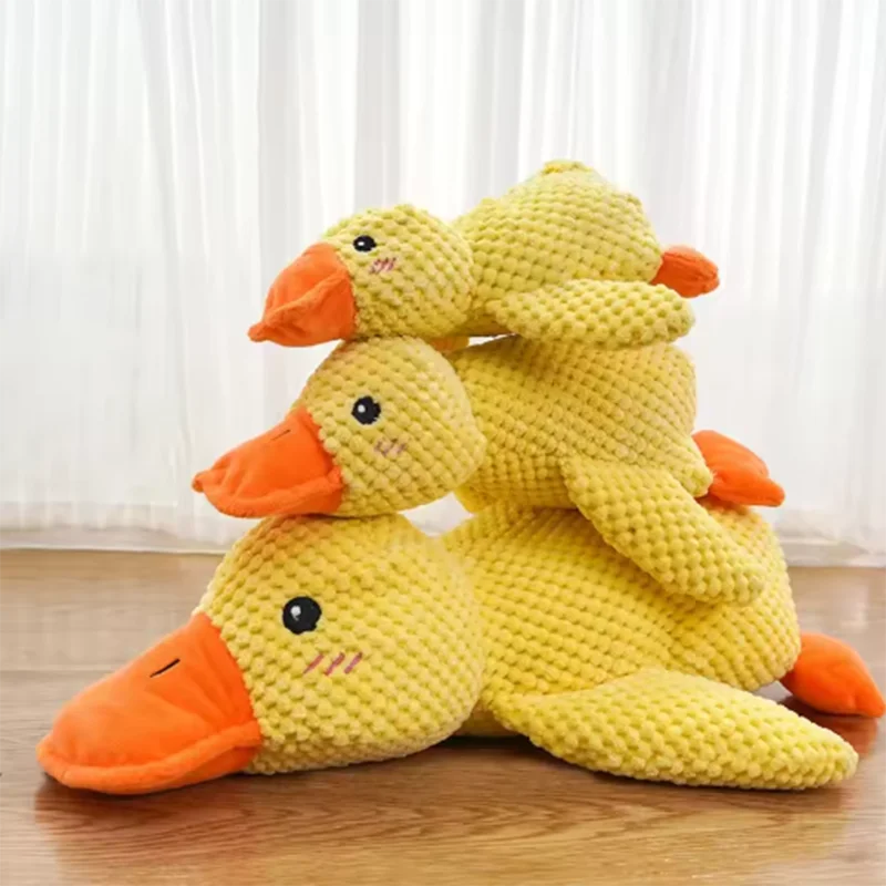 bite resistant dog plush toy duck stack for chewing, teeth cleaning, and interactive puppy boredom entertainment