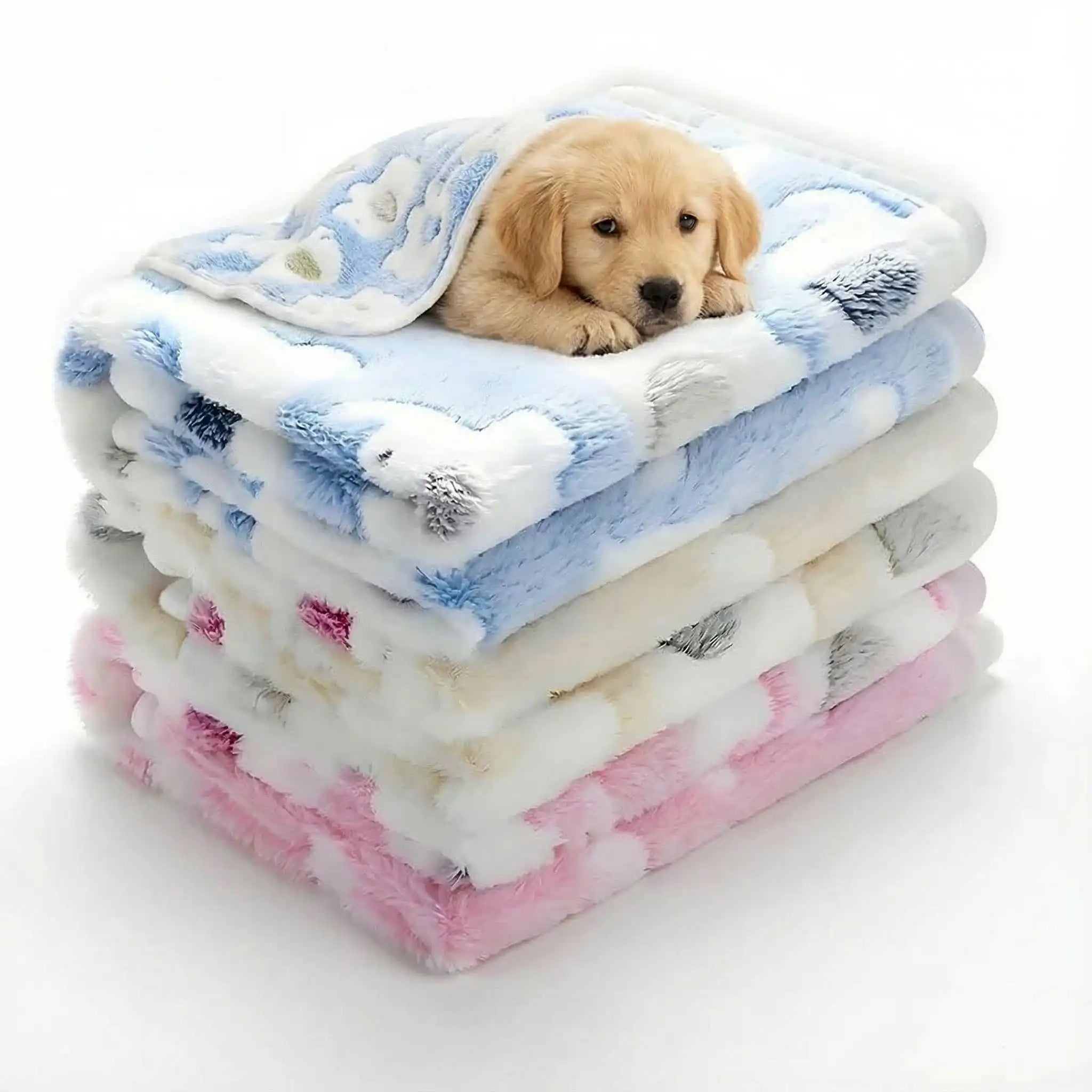 soft dog blanket for puppies and cats, plush reversible pet bed mat with elephant pattern, cozy and portable