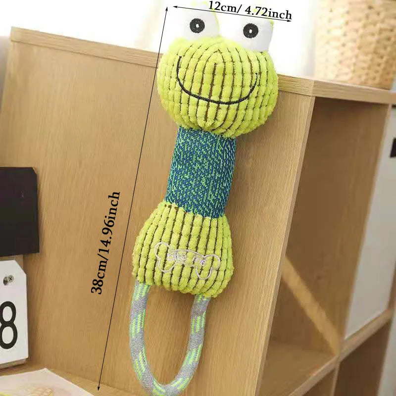 squeaky corduroy dog toys plush animal-shaped bite resistant dog toy for small and large dogs, 38cm