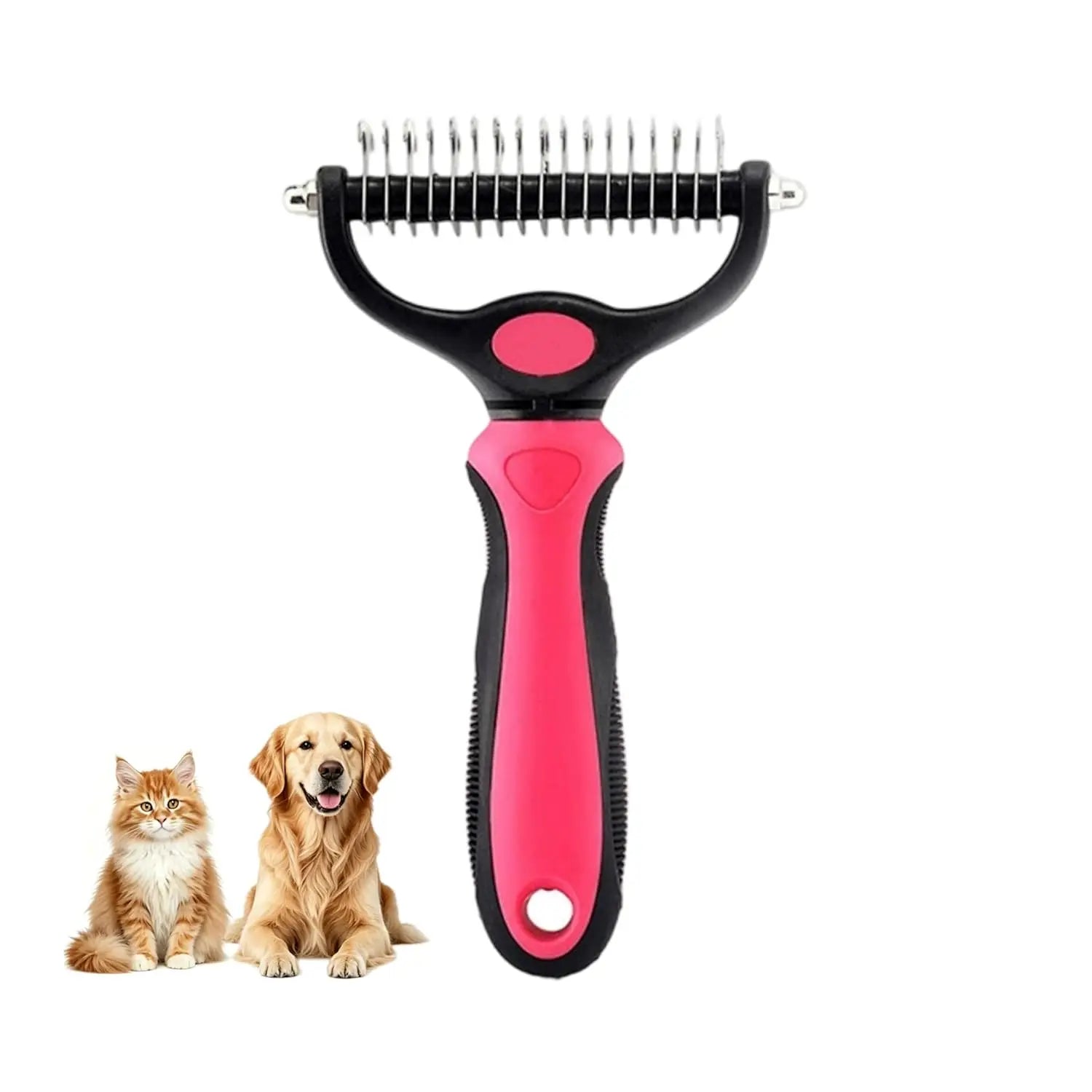 pet deshedding brush for dogs and cats, dual-sided grooming comb for removing fur, mats, and tangles