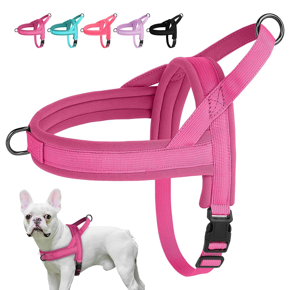 Pink no pull dog harness padded nylon vest for small and medium dogs, adjustable breathable design for puppies