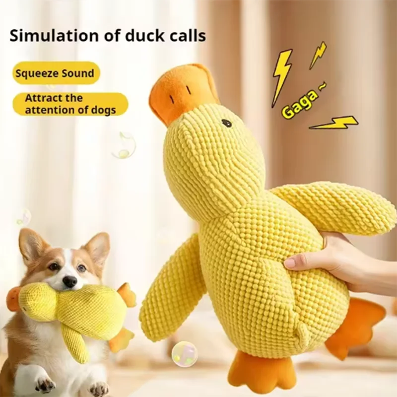 bite resistant dog plush toy duck squeaker for puppies, plush interactive chew toy for teeth cleaning and boredom
