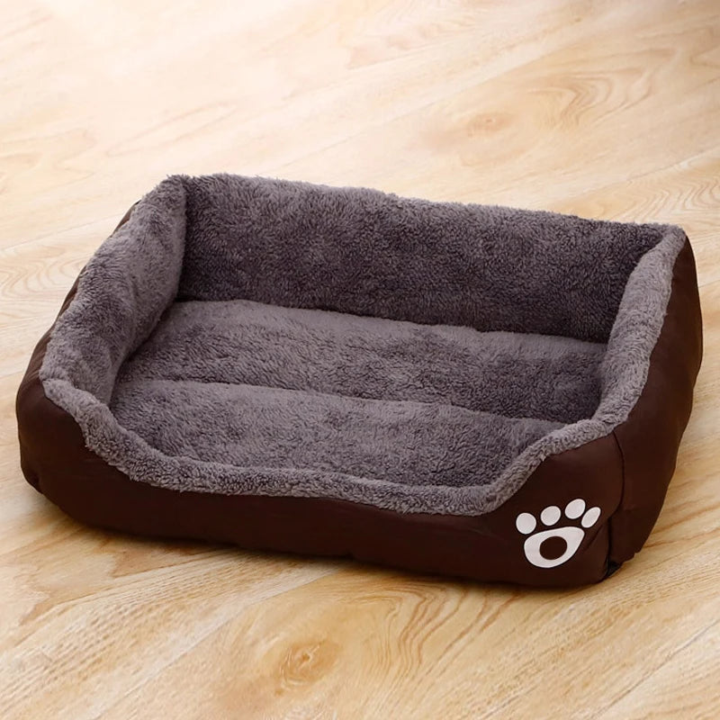 Tea Brown plush dog bed for large, medium and small dogs, non-slip bite-resistant coral fleece sleeping mat