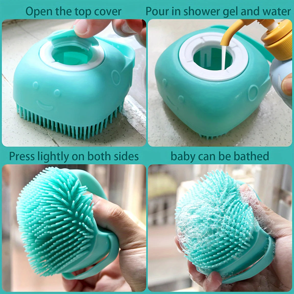 dog shampoo dispenser brush silicone pet grooming brush with shampoo reservoir for bathing dogs and cats