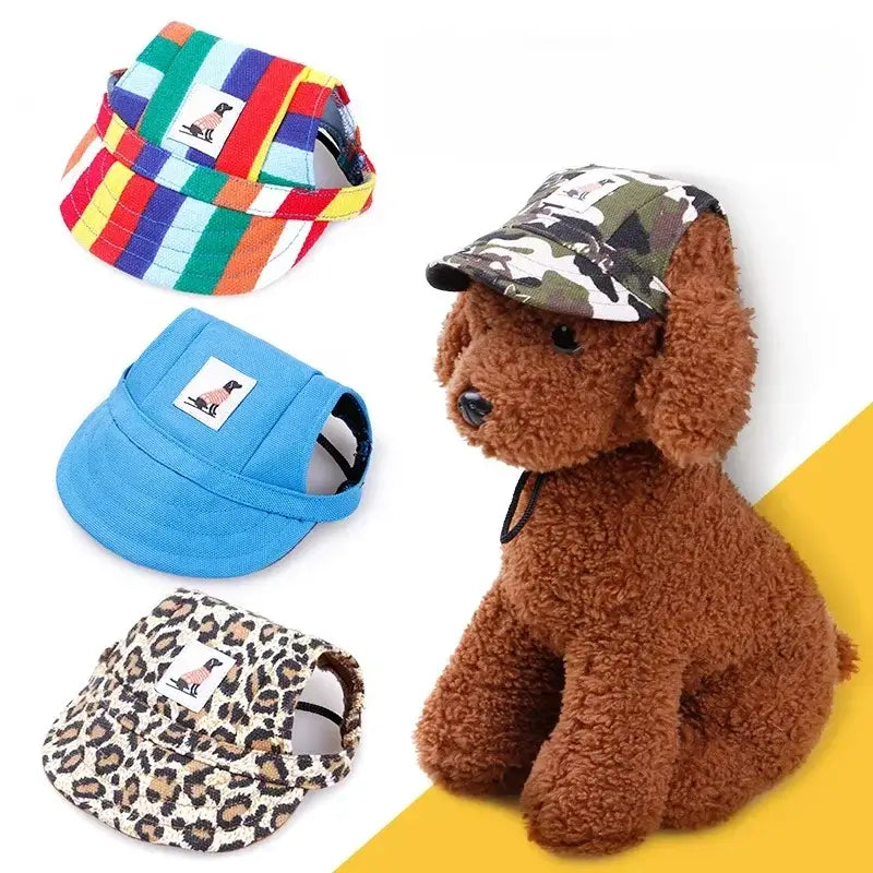 Dog Baseball Cap Hat with Neck Strap Adjustable Comfortable Ear Holes for Small Medium Large Dogs in Ourdoor Sun Protection