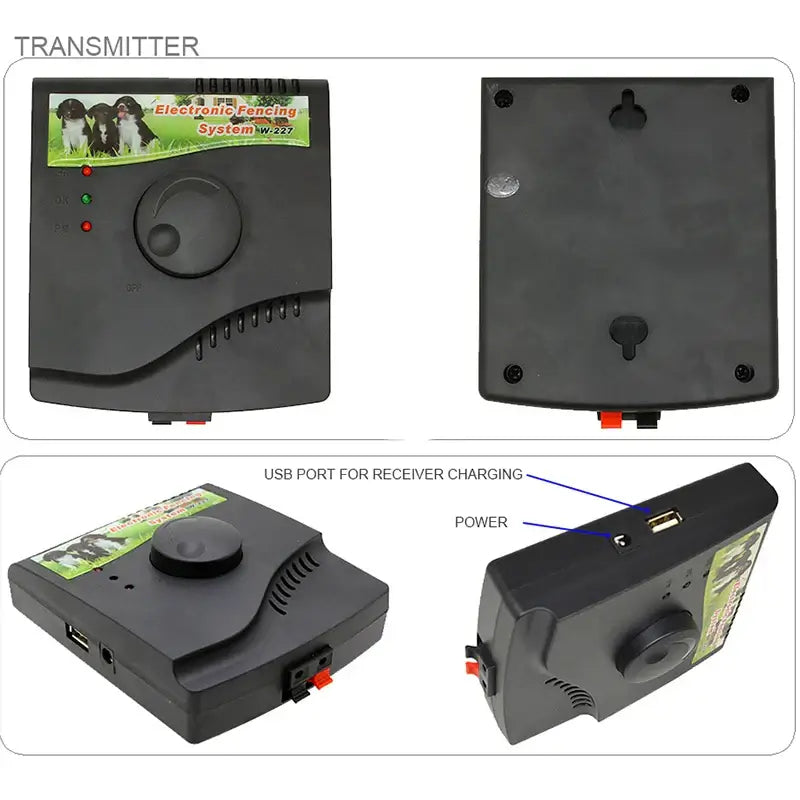 Waterproof Rechargeable Electronic Dog Fence Dog Training Collars Shock Collar Pet Containment System with Electric Transmitter