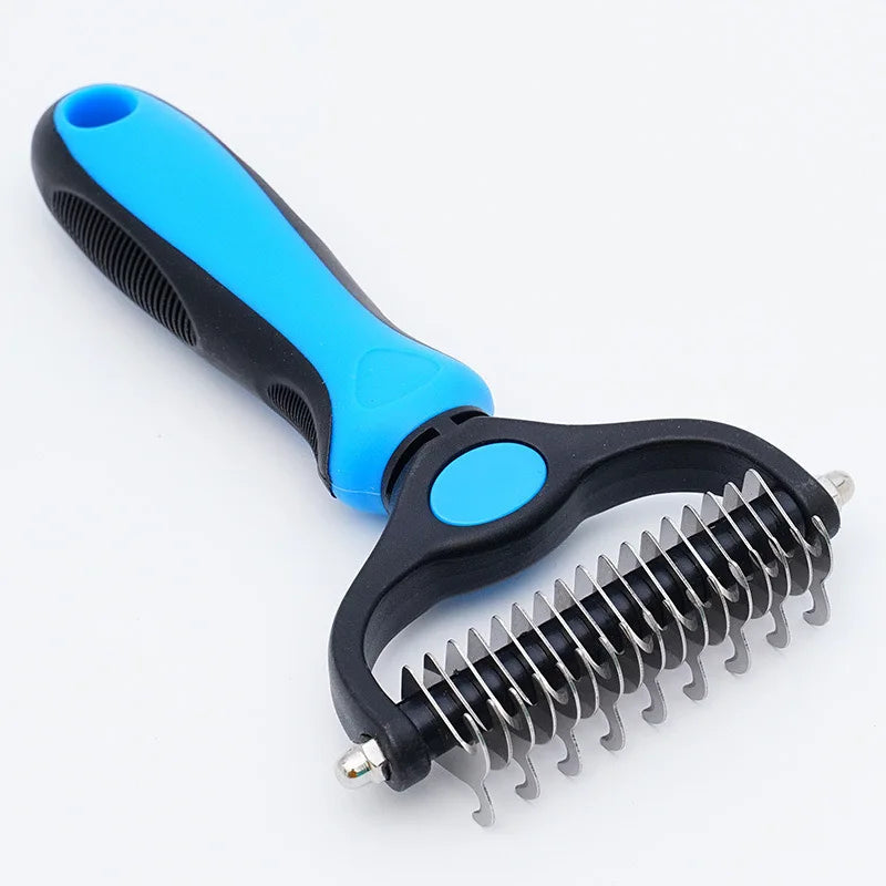 Self cleaning pet deshedding brush cat comb, blue and black grooming tool for dogs and cats, Ships From China Mainland, Color A
