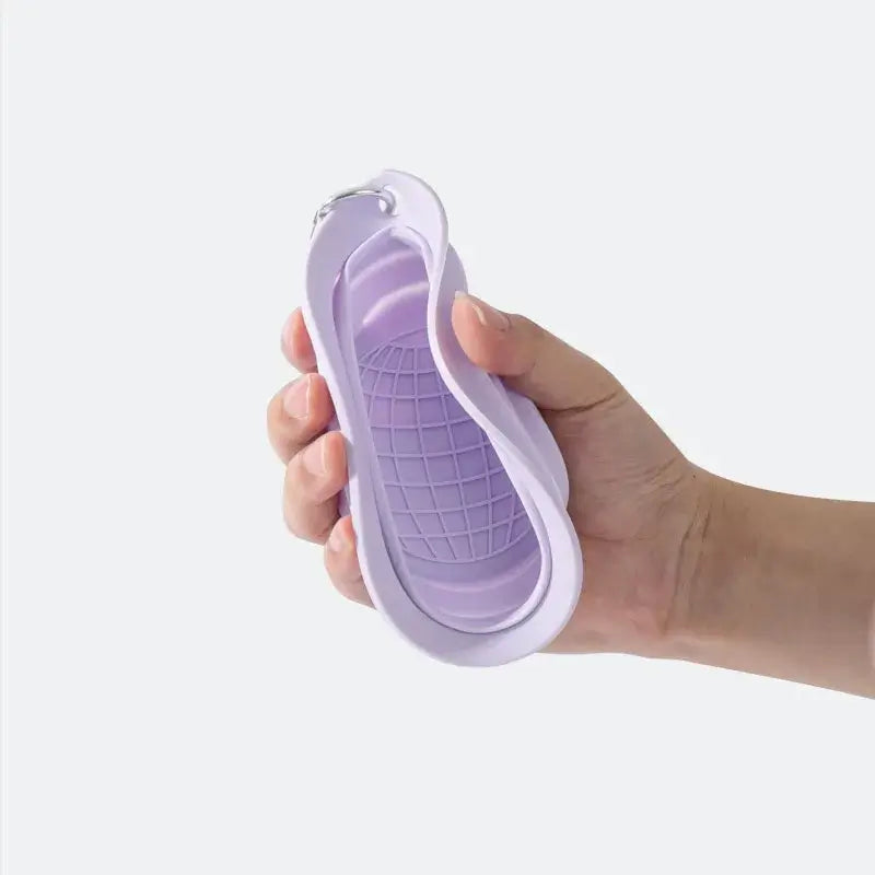 collapsible travel dog bowl foldable silicone pet bowl for water and food, lightweight portable purple design