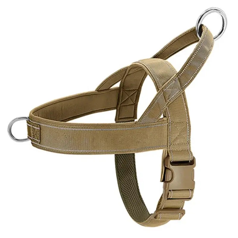 anti-pull dog harness for large dogs khaki 1000D nylon tactical training vest with handle and reflective trim
