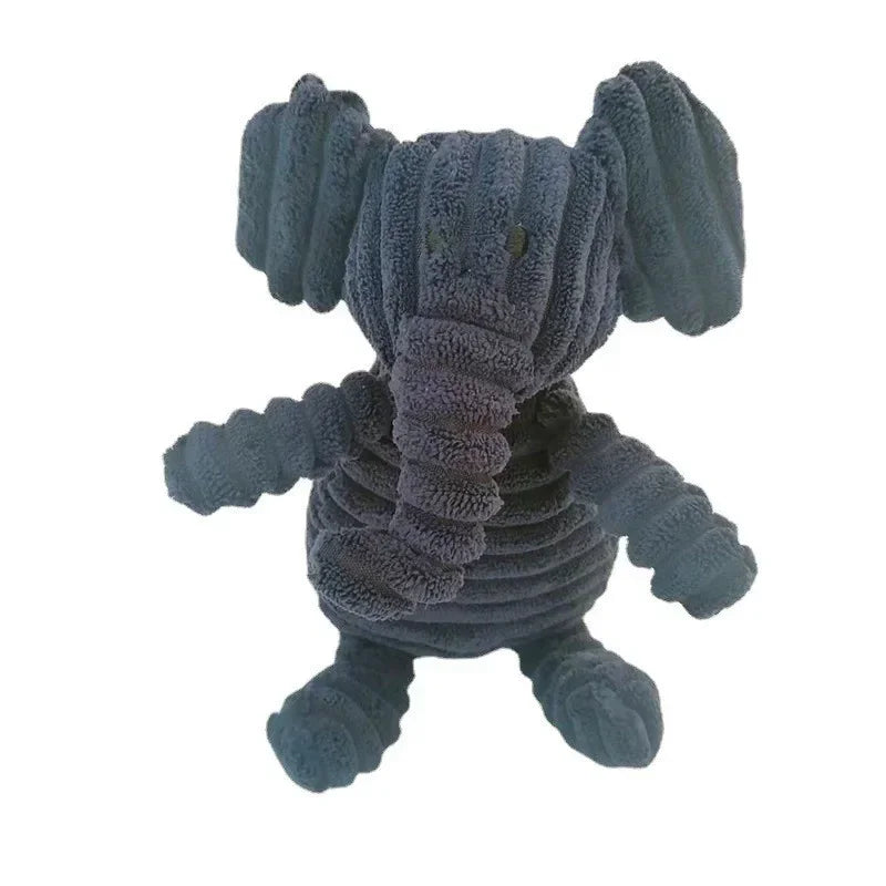 plush squeaky dog toy elephant corduroy fleece chew toy for small and large dogs, bite resistant training pet accessory