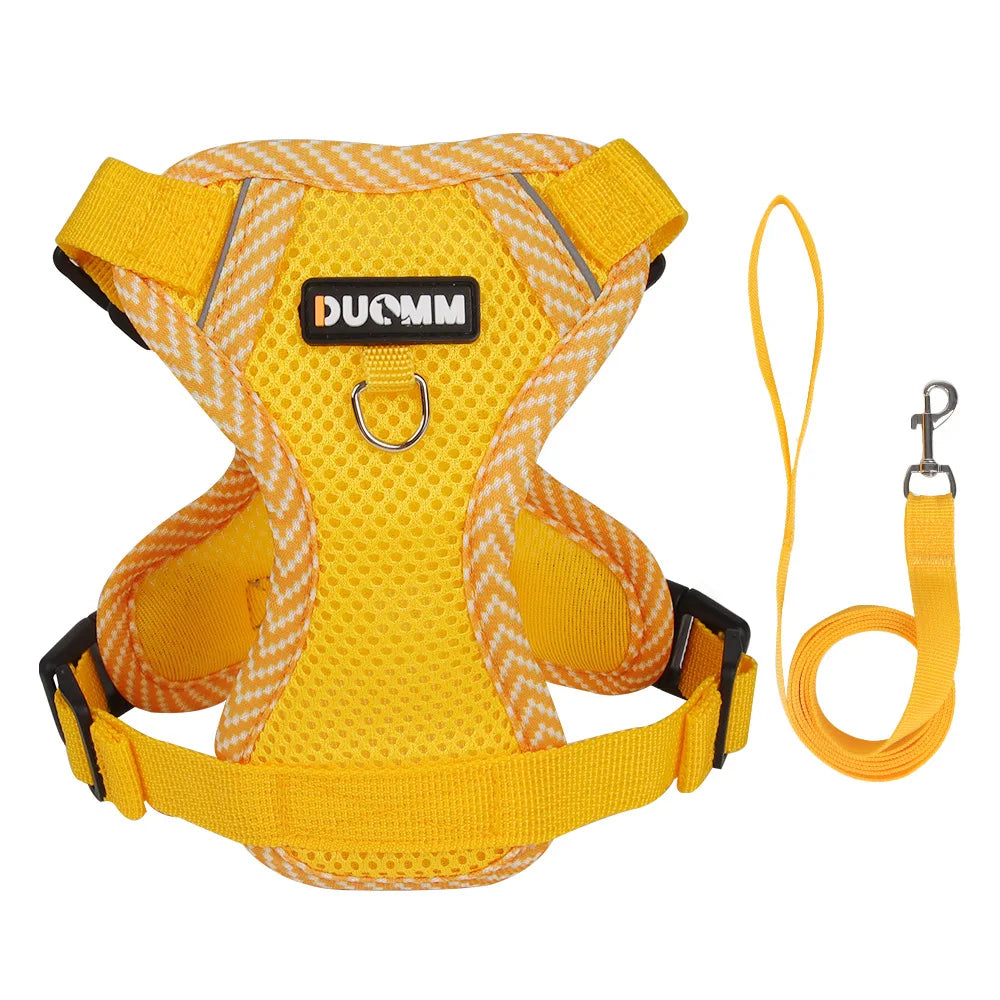 reflective cat harness and leash set yellow breathable mesh for small dogs and cats, color 8