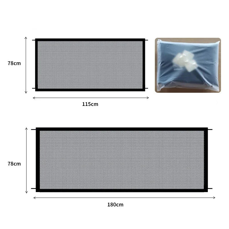 Pet Dog Barrier Fences With 4Pcs Hook Pet Isolated Network Stairs Gate New Folding Breathable Mesh Playpen For Dog Safety Fence dimensions