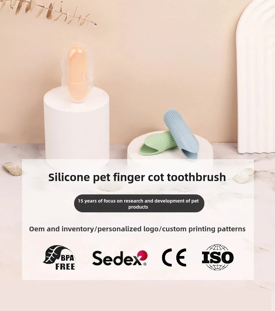 Silicone finger toothbrush for dogs, 360° pet tooth cleaner for dogs and cats, food-grade silicone dental care brush