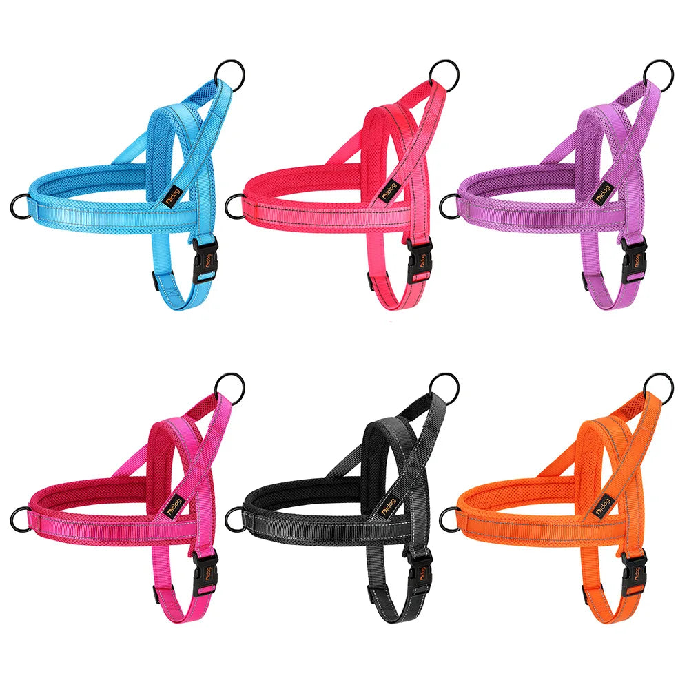 Reflective no pull dog harness for small to large dogs, adjustable nylon vest harness in multiple colors