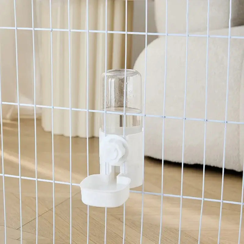 hanging pet feeder and waterer white 1.5L plastic cage-mounted bowl for small puppies, cats and rabbits