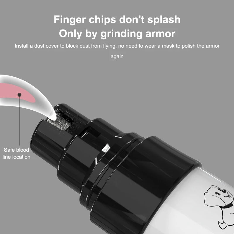silent dog nail grinder with dust cover for safer, quieter pet nail trimming and reduced flying debris