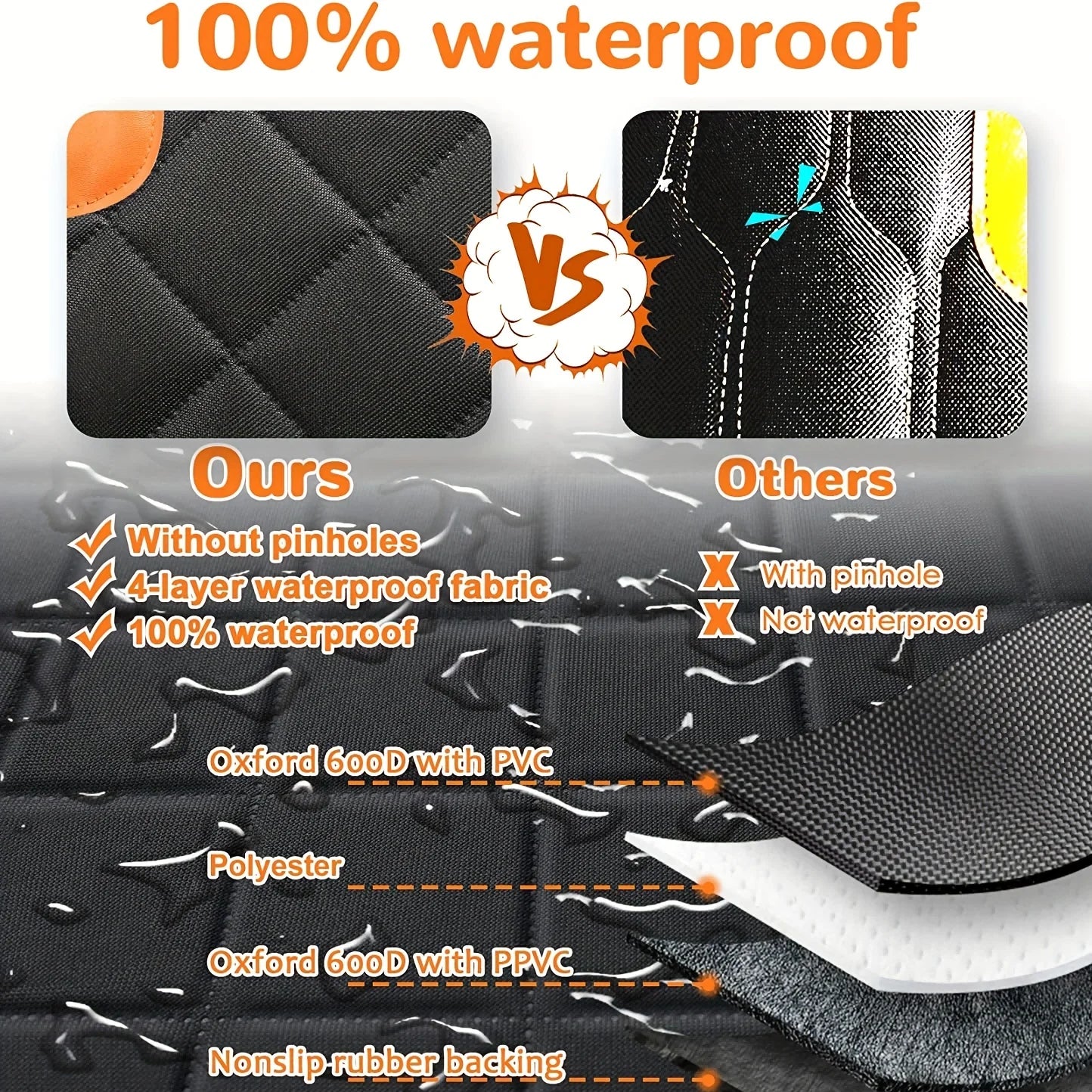 dog car seat cover hammock 100% waterproof 600D heavy duty nonslip scratch proof pet back seat protector