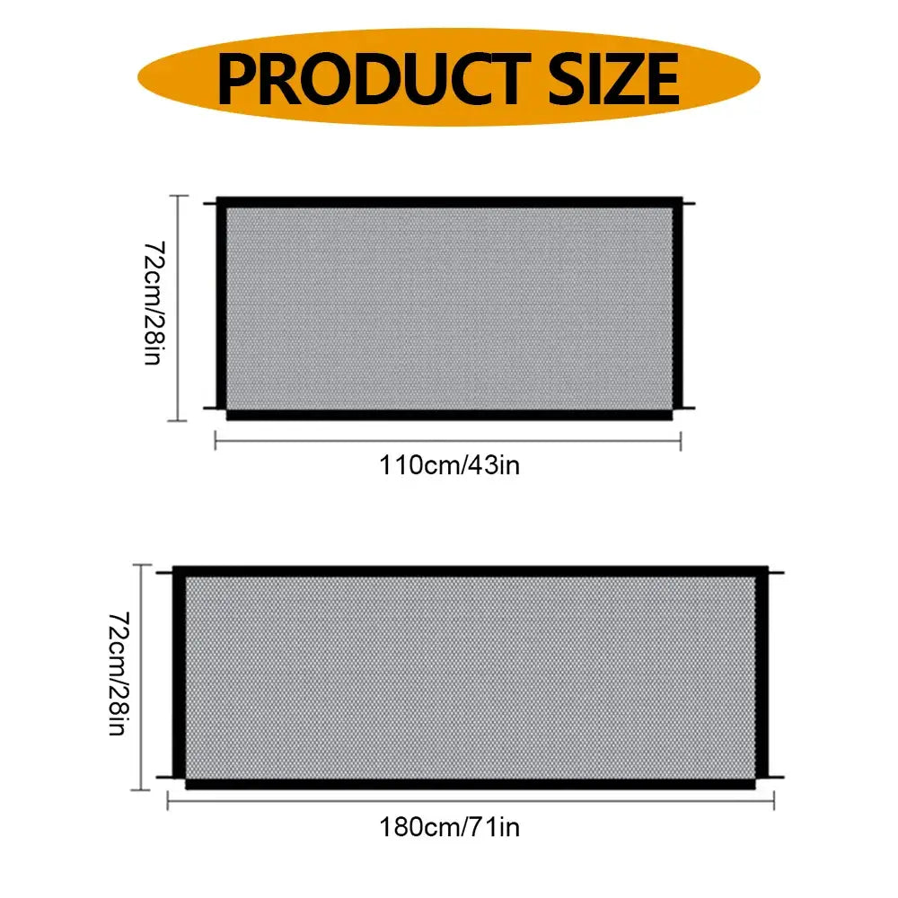 Product size dimensions for Pet Dog Barrier Fences Pet Isolated Network Folding Breathable Mesh Play Dog Safety Fence.