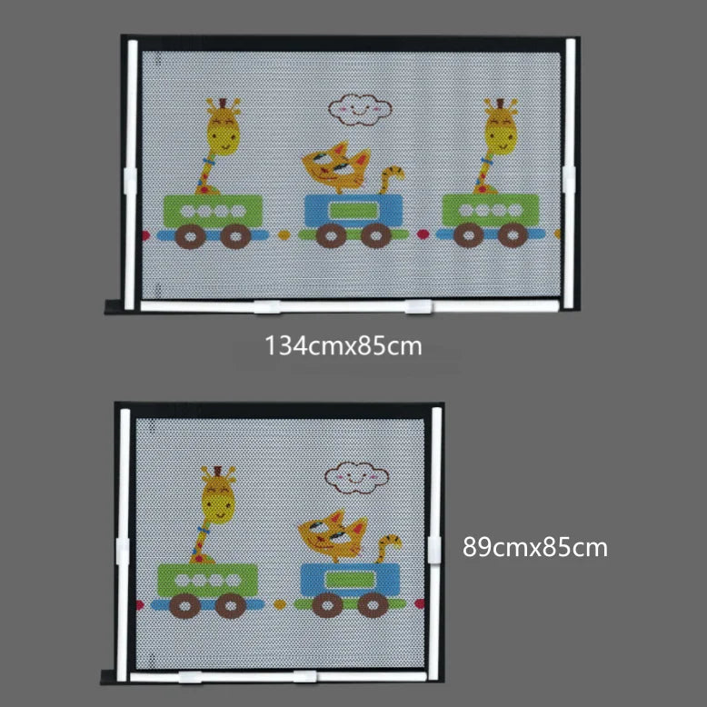 Pet Isolated Network Pet Dog Barrier Fences Stairs Gate with playful animal design, available in sizes 134cmx85cm and 89cmx85cm.