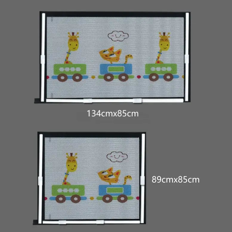 Pet Isolated Network Pet Dog Barrier Fences Stairs Gate with playful animal design, available in sizes 134cmx85cm and 89cmx85cm.