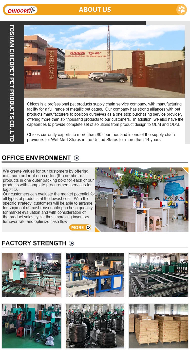 Folding Indoor Outdoor Dog Fences For Durable Metal Dog Houses For Dogs In Outdoor Back Gardens displayed at Chicopet factory.
